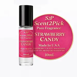 Strawberry Candy Roll-On Fragrance Oil 10ml – Alcohol-Free Long-Lasting Women's Blackcurrant, Gardenia & Vanilla