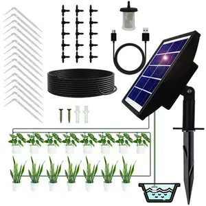 Solar Drip Irrigation System, Automatic Watering Kit for 15 Pots with  Hose, Anti-Siphon Garden Irrigation System for Vacation, Balcony & Greenhouse, Self Watering System, Split