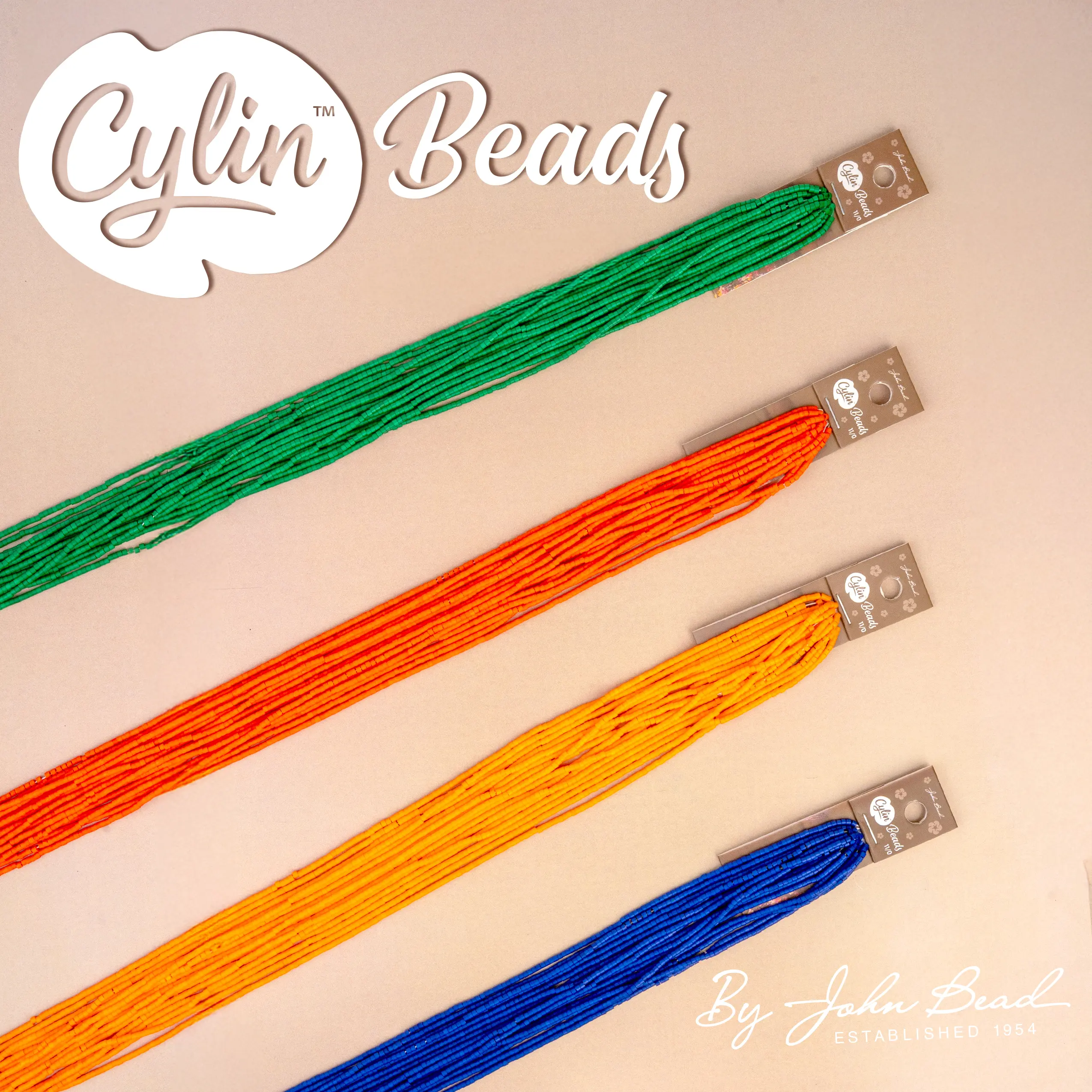 John Bead 23g Cylin Beads Hank, Transparent 11/0 Glass Cylindrical Seed Beads for Jewelry Making, Pack of 1