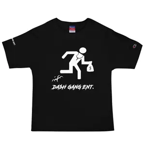 Dash Gang Running Man Logo Fabric Champion T-Shirt Cotton Crewneck Top Elegant Embroidered Menswear Sleeve