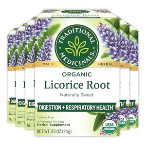 Traditional Medicinals Tea, Organic Licorice Root, Soothes the Digestive Tract & Promotes Respiratory Health - Kosher, Non-GMO, Caffeine-Free - 96 Tea Bags (6 Pack)