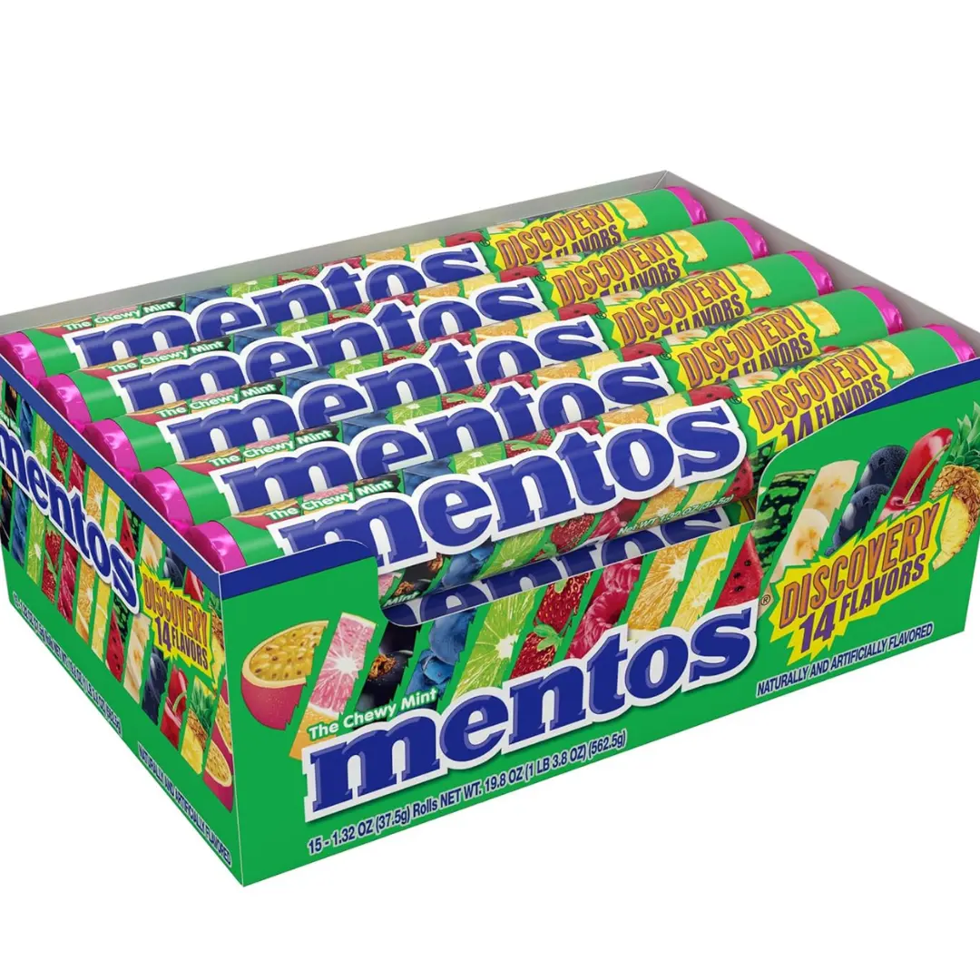 Mentos Discovery Chewy Fruit Candy - 15 Rolls, 14 Assorted Fruit Flavors