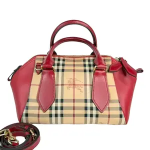 Pre-owned BURBERRY Leather Shoulder Bags Blaze Haymarket Check Canvas Shoulder Bag