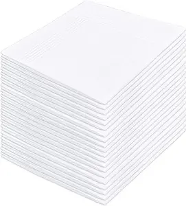 Cotton Handkerchiefs 20 Pcs White Men's Handkerchiefs & Pocket Squares Large Hankies Suits