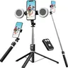 【DealsForYouDays】Plastic Selfie Stick Tripod with 2 Fill Lights, 66.9in Rechargeable Mobile Holder, Bluetooth Remote, 360° Rotation, Live Streaming Accessory, Smartphone Camera Accessory, Tripod for iPhone, Vlogging Equipment