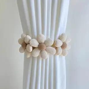 Bohemian Style Elastic Curtain Tieback, Elastic Material, Strong Invisible Buckle Ring for Bedroom and Living Room Curtains, Easy Installation, Durable Home Accessory