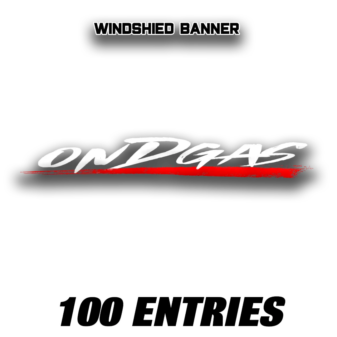 100 Entries: Red & White ONDGAS Windshield