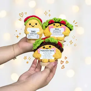 Positive Taco Family Crochet Gift, Emotional Support Desk Buddy, Encouragement Gift for Friend, Mental Health Awareness Toy, Thinking of You Gift