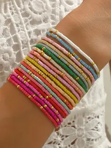 Boho Beaded Bracelet Set - Colorful Stackable Pride  Jewelry for Women & Girls | LGBTQ+ Friendly Handmade Bracelets for Daily, Festivals & Gifting (Christmas, Valentine’s Day, NYE)