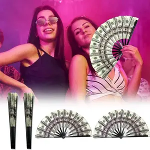 1-10PCS US Dollar Bill Design Plastic Folding Fan Durable Portable Hand Fan for Parties Events Fun Novelty Gift