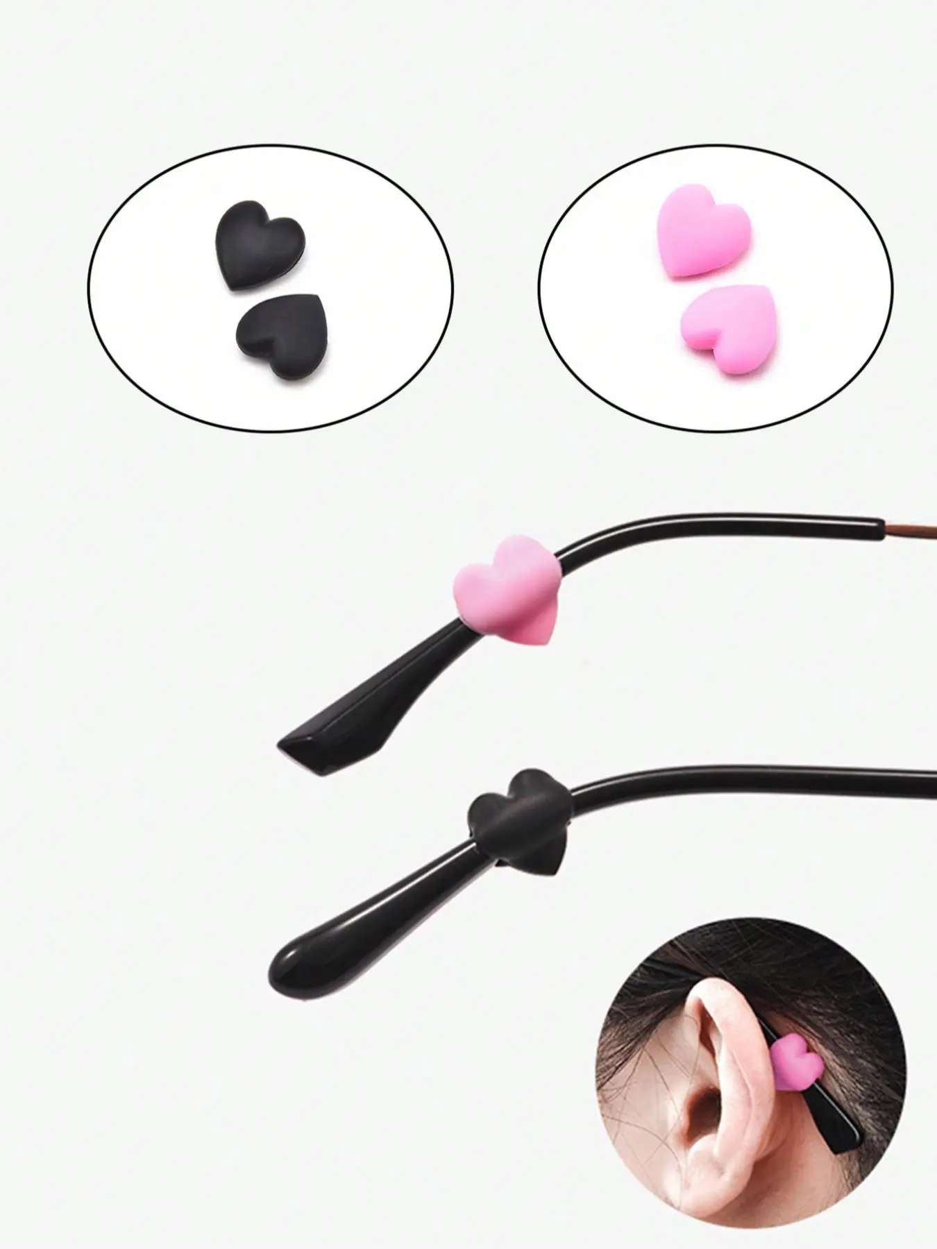 Heart Shaped Non-slip Glasses Ear Hooks, Glasses Ear Hooks, Glasses Grips, Pretty Grips For Glasses, Essential Eyewear Accessories for Comfort and Stability
