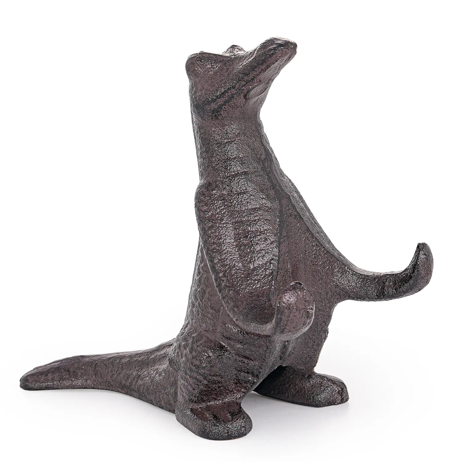 Sungmor Rustic Brown Cast Iron Dinosaur Decorative Metal Statue - Large Dinosaur Figurine Toy, Multi-Functional Sculpture (Phone/Pen/Card Holder, Bookend, Doorstop) for Home Office Desk Decor, Decorative Metal Statues, Dinosaur Toy Statues