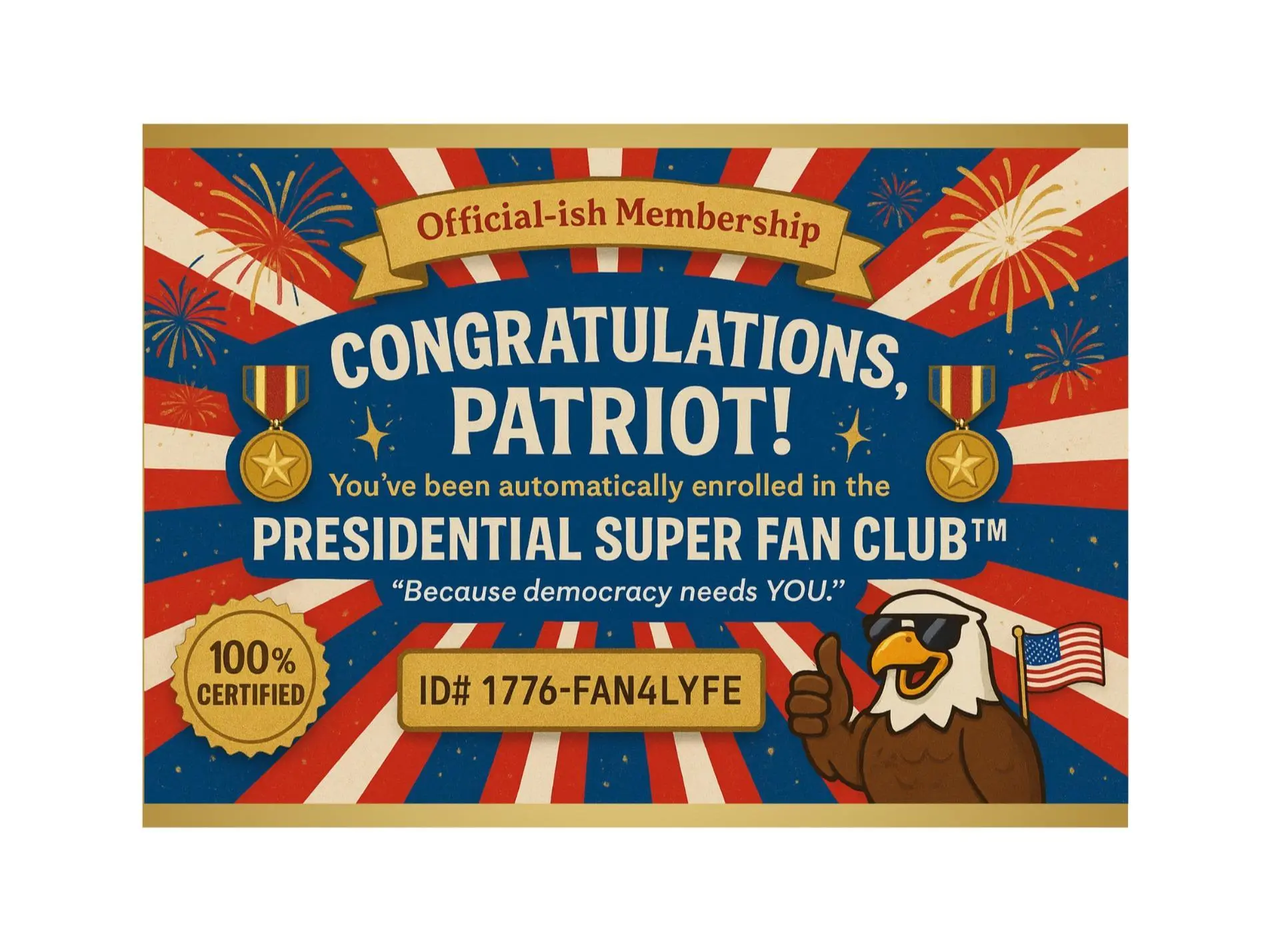Donald Trump Fan Club Prank Postcard – Anonymous Funny Gag Gift – MAGA Political Joke
