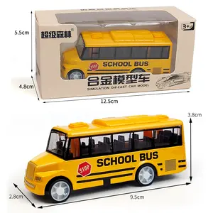 Metal school bus alloy car model, alloy pull-back bus toy car, car decoration toy