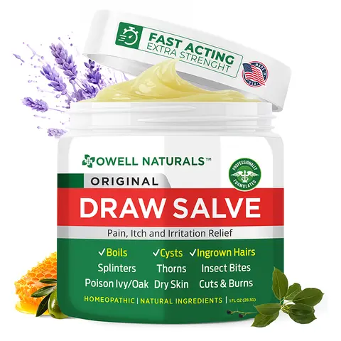 OWELL Naturals Original Draw Salve Ointment - Sensitive Face & Body Botanical Blend for Boil, Cyst, Deep Ingrown Hair, Splinter Removal, Fast Relief from Bug Bites, Poison Ivy Itching
