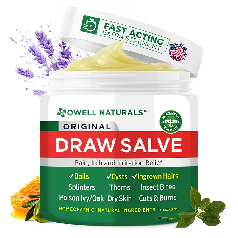 OWELL Naturals Original Draw Salve Ointment for Boil Cyst Removal Deep Ingrown Hair Splinter Remover Bug Spider Bites Bee Sting Mosquito Itching Poison Ivy Fast Acting Natural Rescue