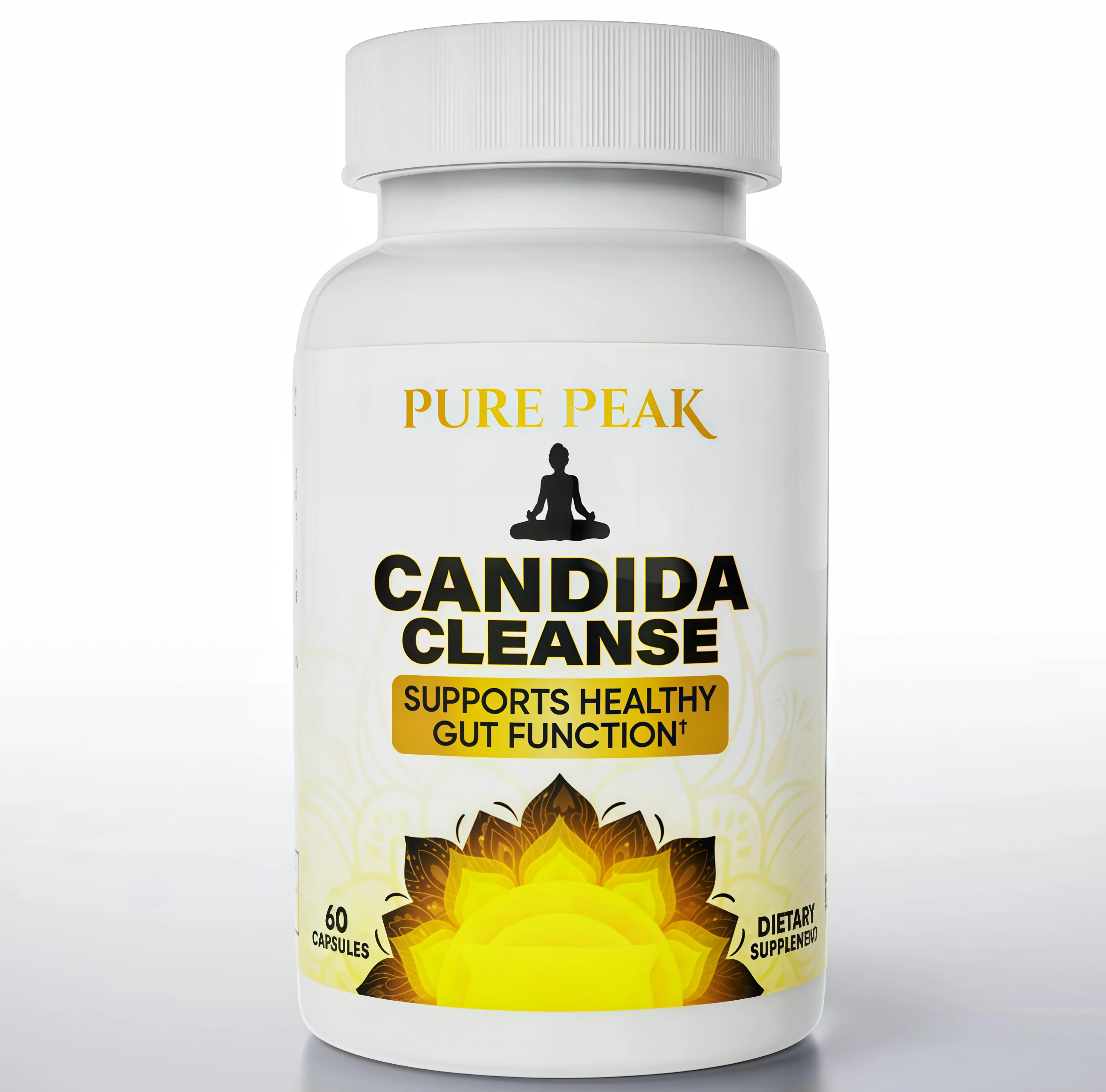 Pure Peak Candida Cleanse Supplement -DR Supports Healthy Gut Function & Intestinal Balance, with Oregano, Caprylic Acid, LactoSpore Probiotics, Wormwood, Black Walnut - 60 Capsules