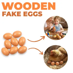 8PCS Solid Wooden Dummy Eggs for Nesting Hens, Creative Crafts & Farmhouse Decor – Natural Sensory Play Eggs