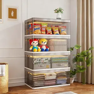 [24H Online Help]Raybee 1–5 Tier Clear Plastic Storage Bins with Lid, Foldable & Stackable Collapsible Storage Boxes, Dustproof Organizer Bin for Closet, Pantry, Bedroom, Living Room, Apartment, Dorm, Space Saving Organization Solutions for Home Furniture