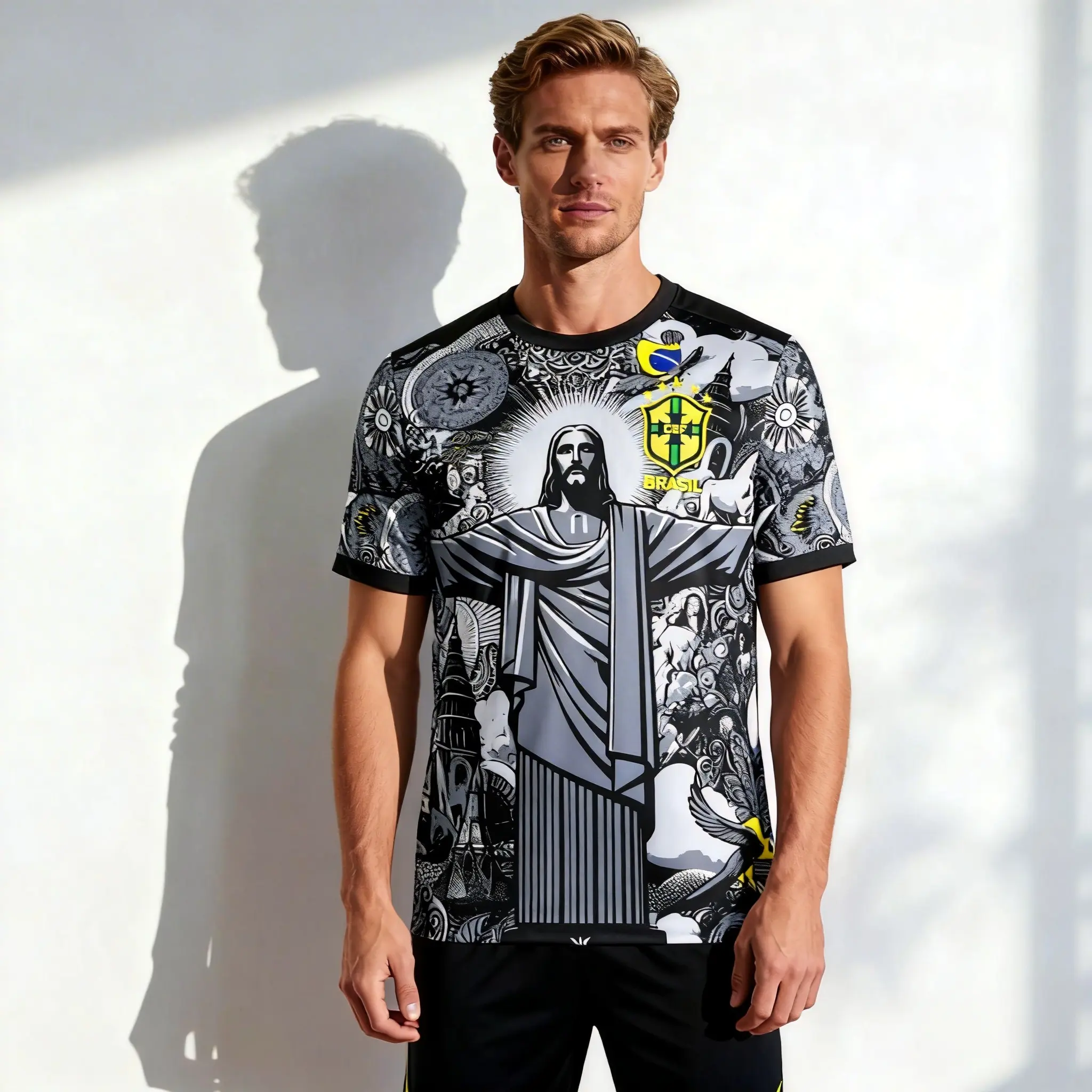 2425 Brazil Black Short-Sleeve Soccer Jerseys
