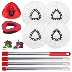 Spin Mop Head Replacement Set – 4 Pack Microfiber Mop Refills for O Cedar 1-Tank System, Shower Floor Scrubber for Wood Tile Marble