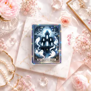 Sparkly Ghost Theme Phone Grip, Unique Tarot Inspired Phone Stand, Retractable Grip