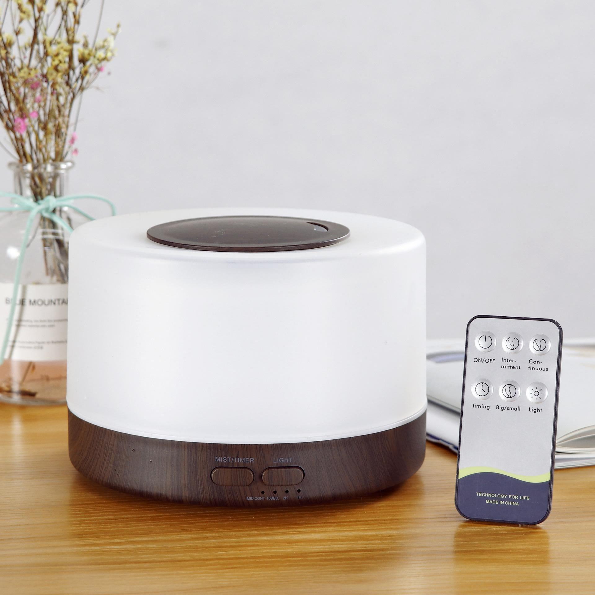 Soundwave Technology Wood Grain Aroma Diffuser, 16.91oz USB Humidifier with Remote Control & Night Light for Home Office