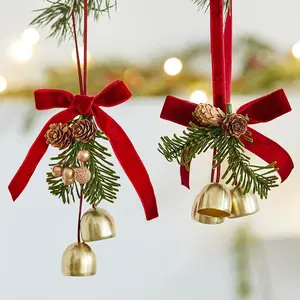 Christmas Decoration New Christmas Tree Ornaments Bow Bell Hanging Decorations Scene Setting Props, Festive Holiday Home Decor