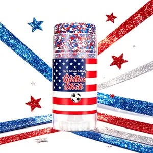 4th of July essential glitter stick, red white blue sparkle for face hair body, safe for adults kids, fits holiday parade makeup