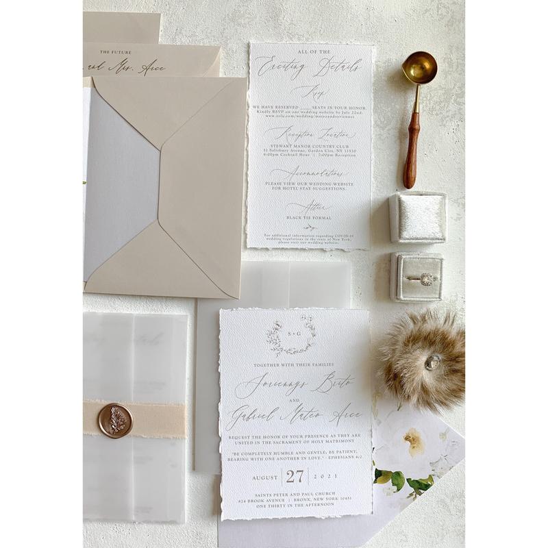 Wildflower Biege Wedding Invitations | Style 170