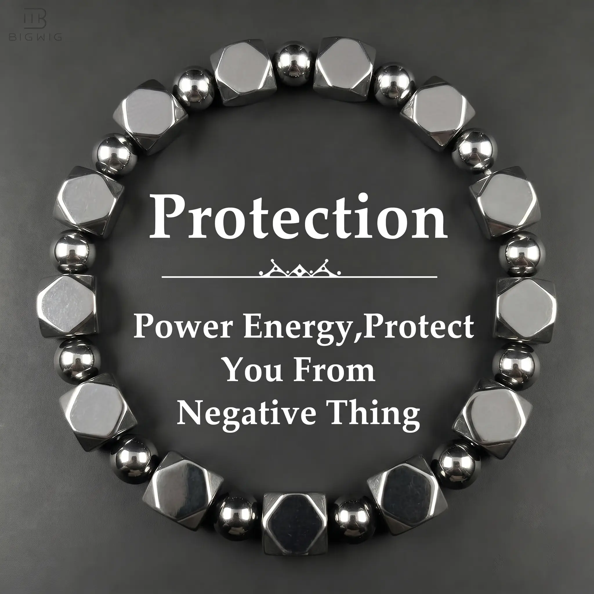 Hematite Beaded Healing Crystal Bracelet - Natural Stone Bracelets & Bangles, Grounding Energy Healing, Minimalist Unisex Costume Jewelry, Daily Wear Christmas Gift for Mom