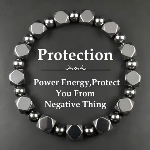 Hematite Beaded Healing Crystal Bracelet - Natural Stone Bracelets & Bangles, Grounding Energy Healing, Minimalist Unisex Costume Jewelry, Daily Wear Christmas Gift for Mom