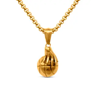 Hand Palming Basketball Pendant and Chain Necklace