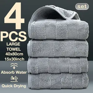 4-Piece Thickened Large Size Hand Towels Set, 80x40 Cm, High Absorbency, No Shedding, Quick Dry, Ideal for Autumn Winter Sports