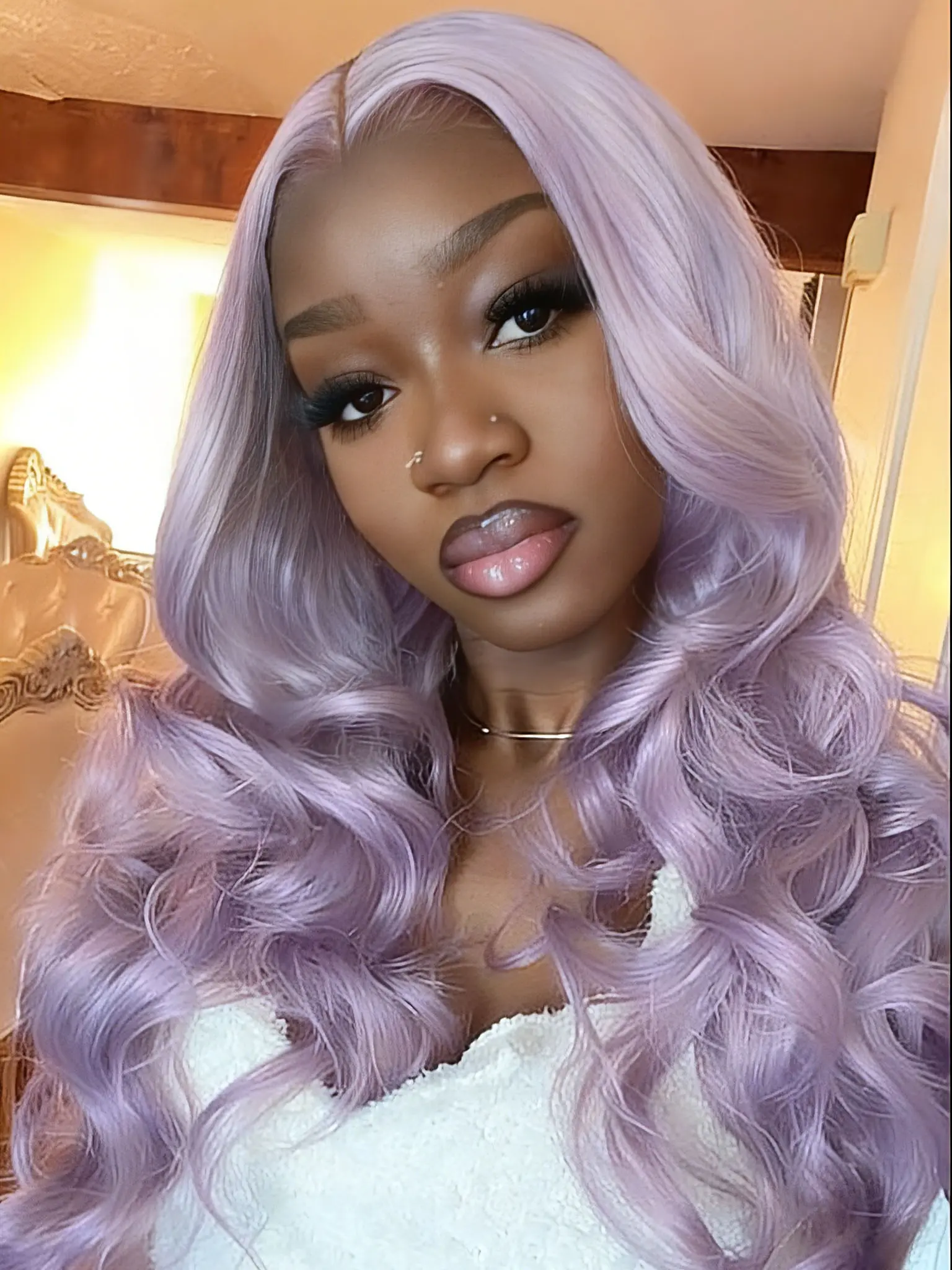 26 Inch Light Purple Body Wave Lace Front Wig |Heat 