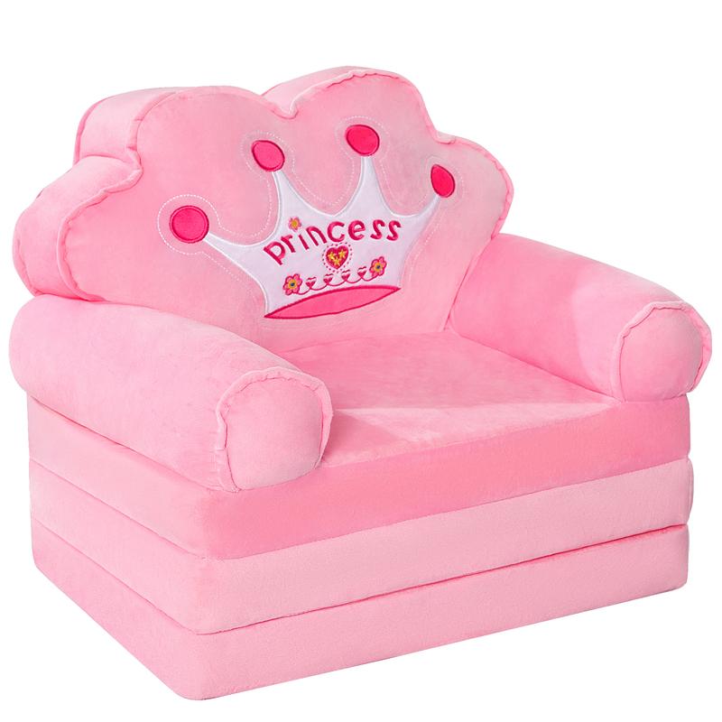 Princess Crown Toddler Sofa Bed - Foldable Plush Kids Couch for 0 - 6 ...