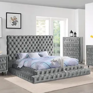 Chateau Glam Platform Bed with Tufted Headboard Chateau Glam Platform Bed with Tufted Headboard