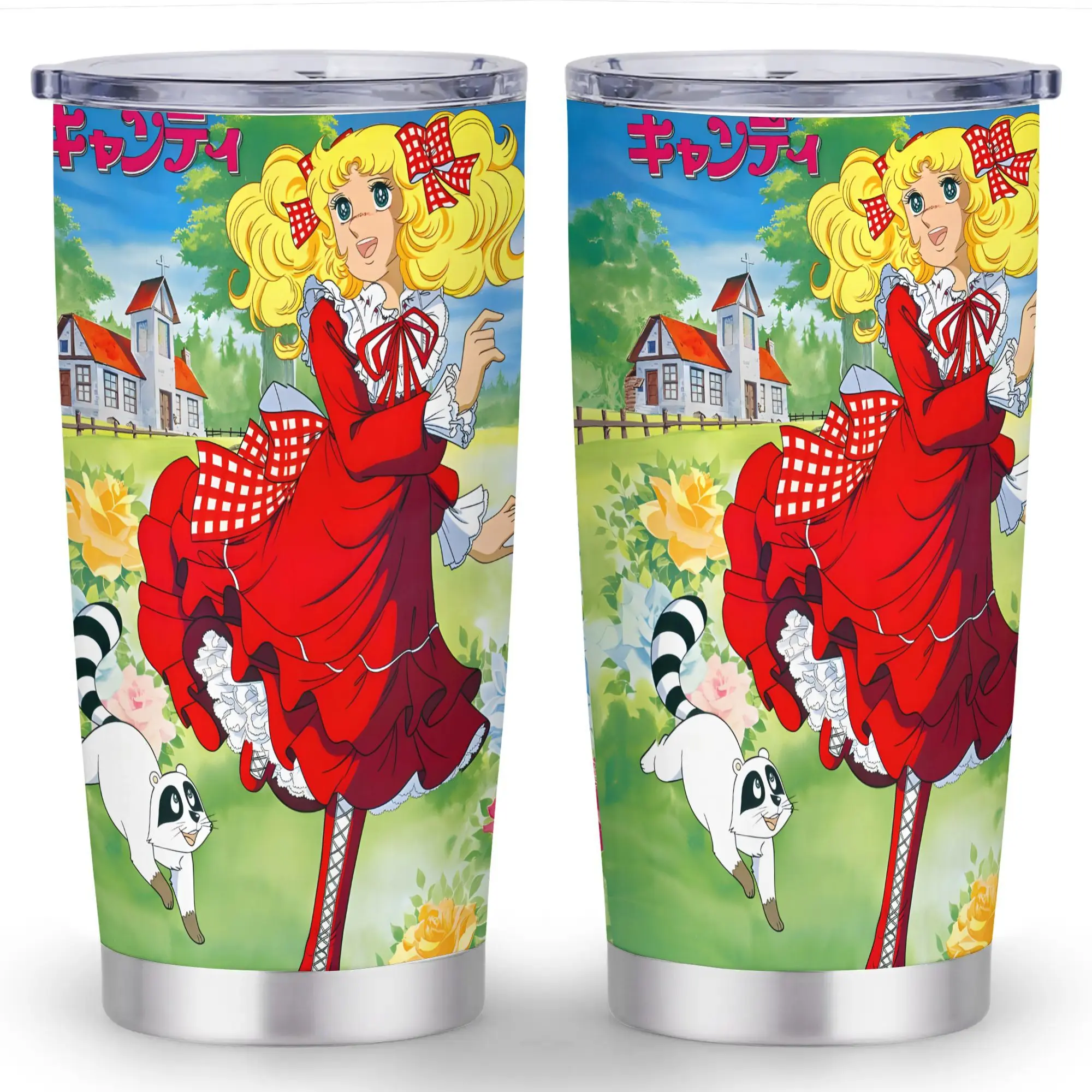 1pc Candy Candy Anime Design Insulated Tumbler - 20oz Thermal Cup with Cute Candy Character, Double-Wall Vacuum Insulated Stainless Steel Water Bottle, Leakproof Travel Mug with Lid,  Birthday，Halloween Gifts, Reusable Cup