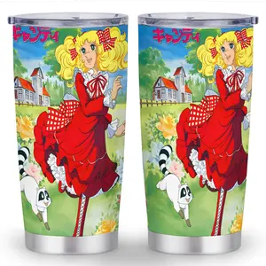 1pc Candy Candy Anime Design Insulated Tumbler - 20oz Thermal Cup with Cute Candy Character, Double-Wall Vacuum Insulated Stainless Steel Water Bottle, Leakproof Travel Mug with Lid,  Birthday，Halloween Gifts, Reusable Cup