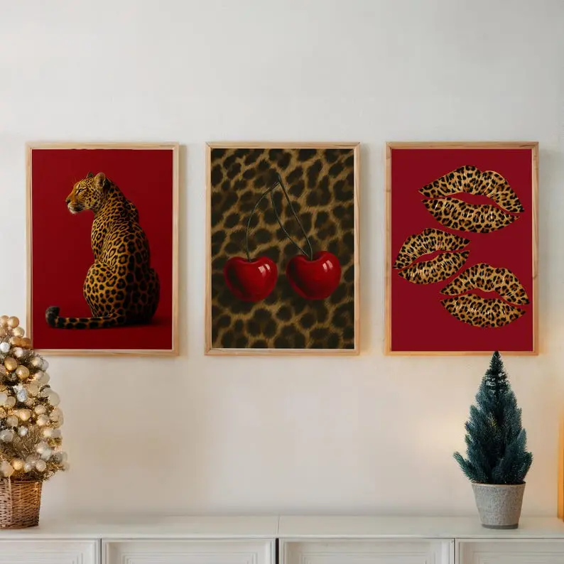Luxury Leopard Wall Art Set | Fashionable Leopard Paw, Leopard Typography & Roaring Leopard