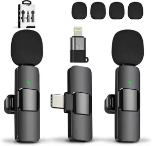 Mini  Microphone for  iPad Android,Lavalier Microphone for Video Recording,2 Pack  Mic  Clear Recording with USB-C for Podcast Microphone,4 Extra Windscreens