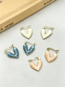 1 Pair Sweet Heart Enamel  Creamy-gloss Earrings, Girly Style Jewelry for Dates & Bff Gatherings, Perfect Accessory for Special Occasions