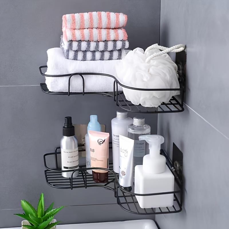 1-piece anti-rust stainless steel corner shower shelf - wall-mounted bathroom storage rack, suitable for shampoo, toner, and cosmetics, multi-compartment design saves space, black finish suitable for modern bathrooms, bathroom decor and accessories