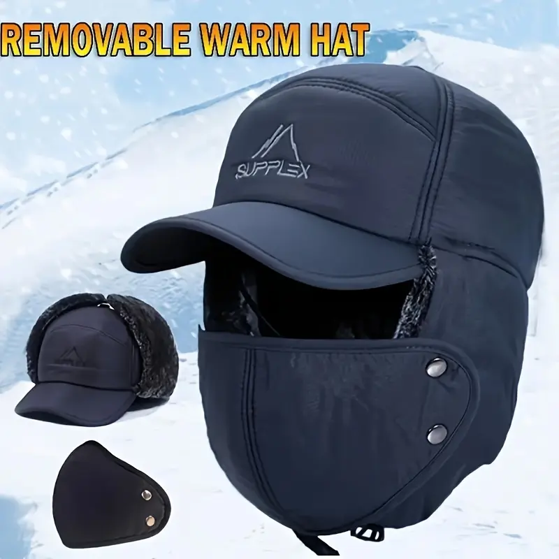 Ultimate Winter Trapper Hat for Men - Russian Ushanka with Ear Flaps & Face Mask, Warm Fur Hunting Cap for Cold Weather, Outdoor Sports & Activities