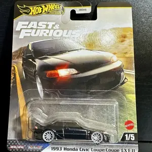 Hot Wheels Premium Fast & Furious New 1993 Honda Civic Coupe EX EJ1 Diecast Toy Car, Collectible Decor Accessories