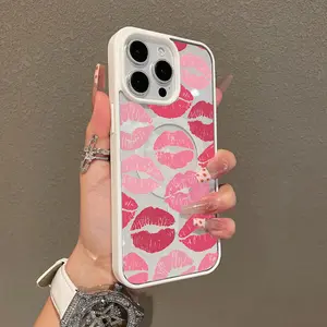 Multi-Functional Magnetic Case for iPhone11/12/13/14/15/16/promax Pink and red kisses y2k cased MagSafe Ready, Anti-Fall,Ultra-Thin Design | Perfect for Everyday Use