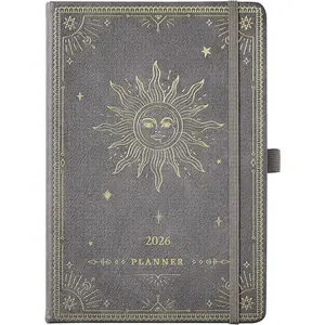 2026 Planner - 2026 Weekly Monthly Planner, January 2026 - December 2026, 5.75" x 8.25", Faux Leather Planner 2026 with  Pocket & 40 Notes Pages - Mystic Grey