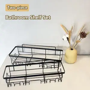 2PCS Bathroom Storage Rack Rust-proof Drain Rack Organize Skincare Products, Shampoo, Shower Gel, Small items No-drill Installation Home Organizers Storage Baskets