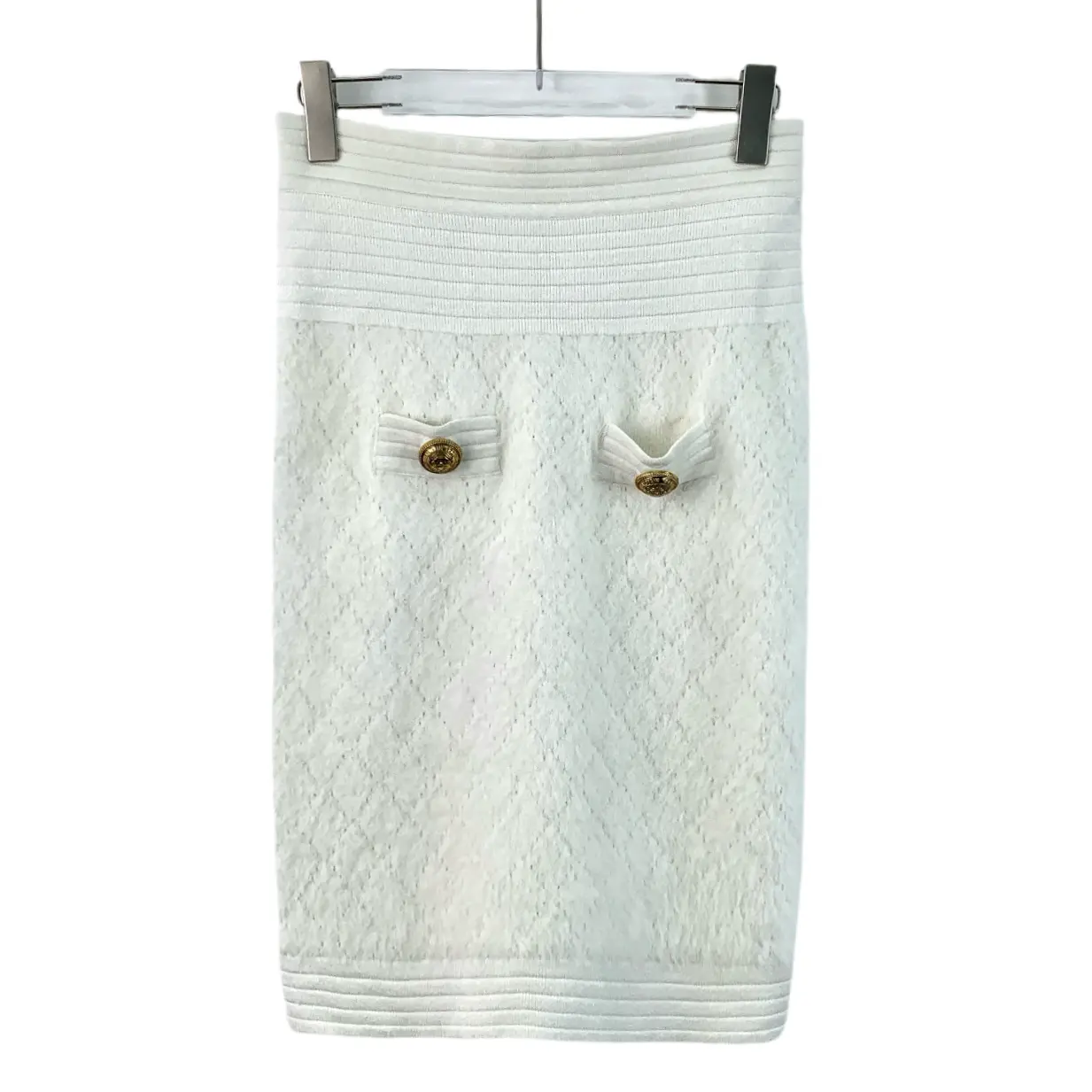 RDLT- Balmain White Diamond Check Knit Skirt Size 38