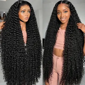 Gabrielle Hair Deep Wave Human Hair Wigs 200 Density  Natural Color 13x6 13X4 HD Transparent Lace Front Human Hair Wigs For Women 30 36 Inch Brazilian 4X4 Lace Closour Wet And Wavy Wigs